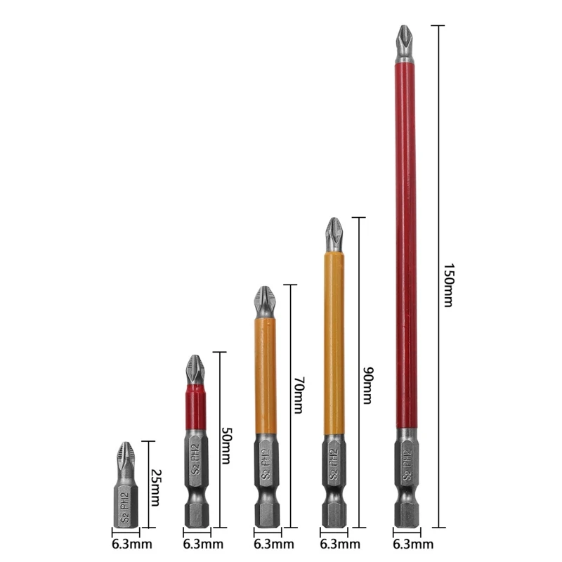 Hexagonal Handle for Cross Screwdriver Bit Length 25/50/70/90/150mm Strong Non-Slip for Cross for Head Screw