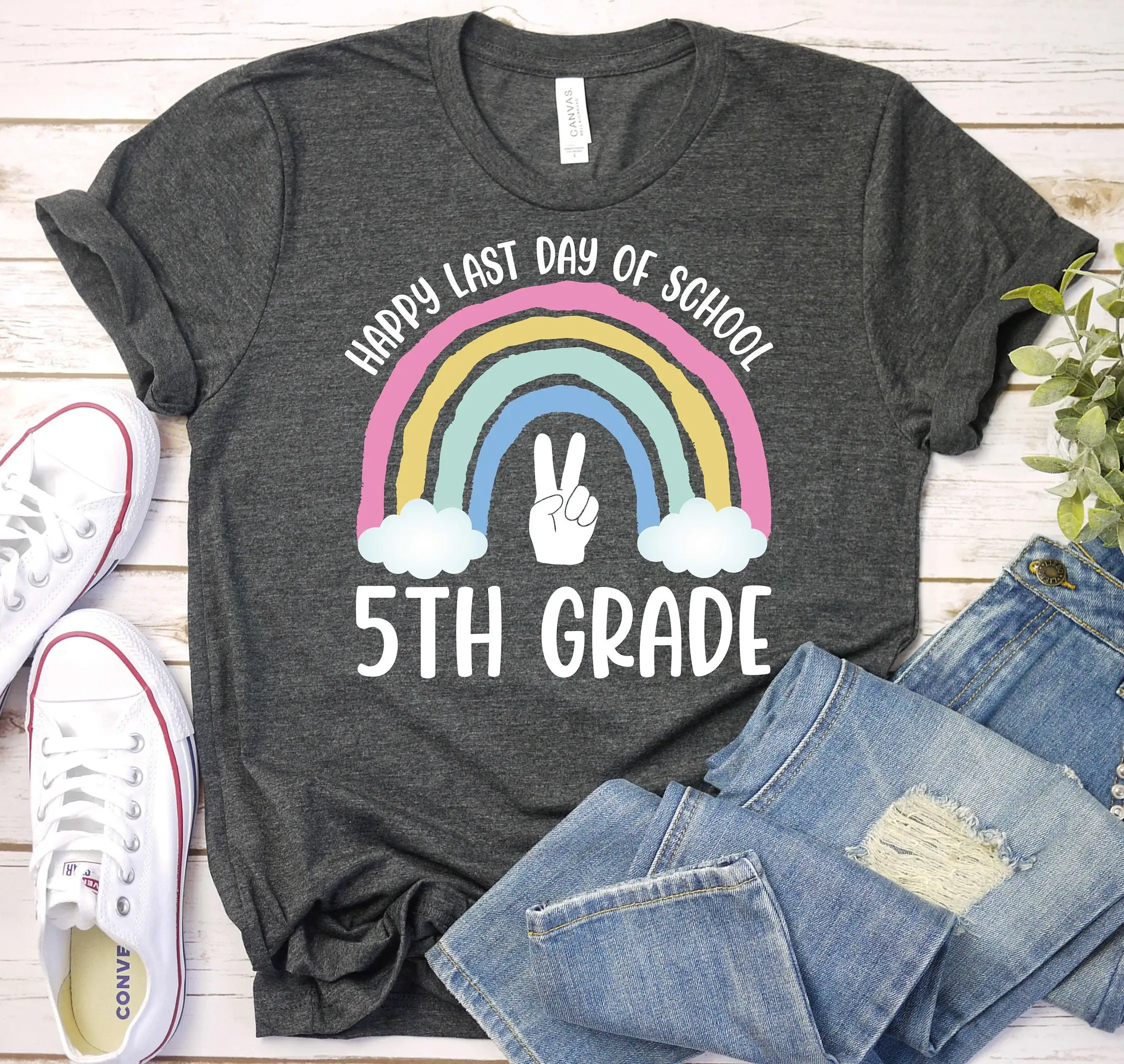 Teacher Fifth Grade 5Th T Shirt End Of Year Last Day School Summer Vacation Graduation Outfit Rainbow