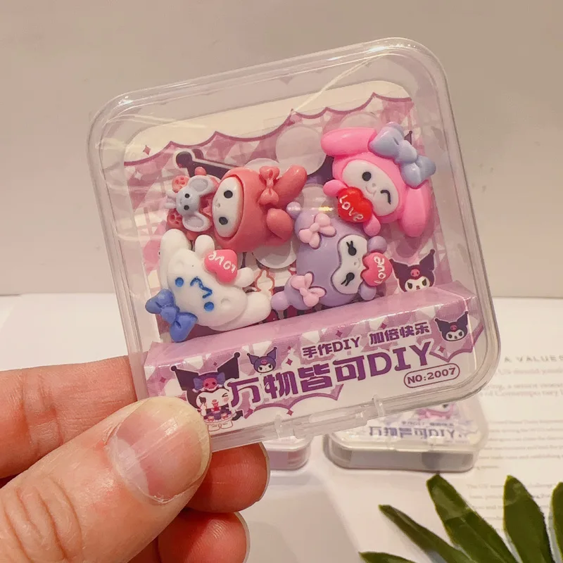 27 Wholesale Sanrio Hello Kitty Cinnamoroll My Melody Kuromi Cute Cartoon Resin Diy Phone Case Stickers Creative Sticker Box Set