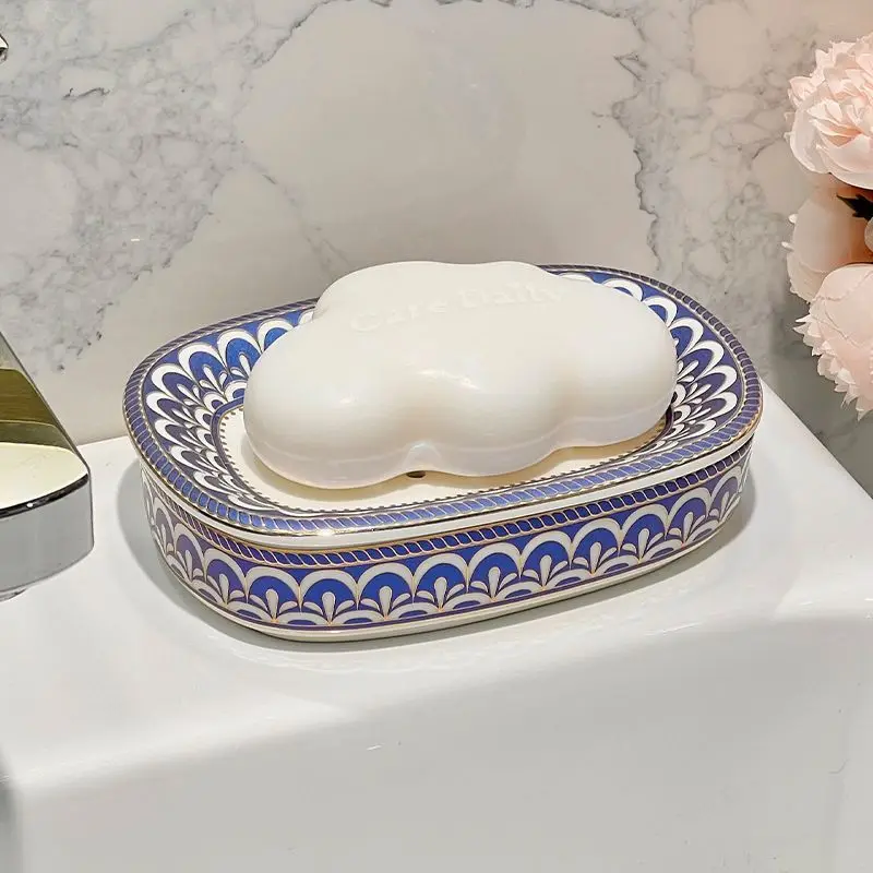 Light luxury high-end soap box Ceramic light luxury toilet bathroom drain soap box household no water