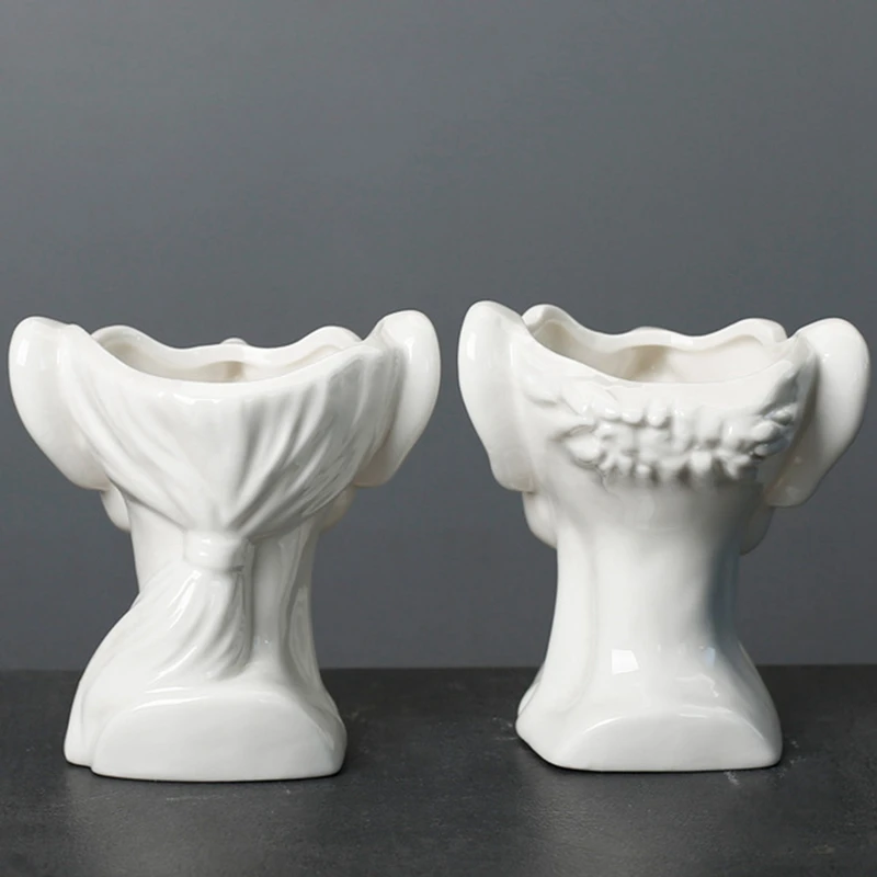 PORK-Portrait تمثال زهرية زارع الشمال عصاري اناء للزهور السيراميك داخلي سطح المكتب النبات الديكور مع ثقب الصرف