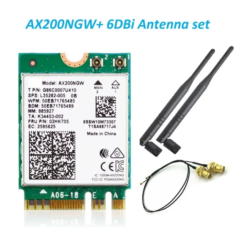 AX200NGW 와이파이 6 와이파이 카드, 2.4Gbps 듀얼 밴드 2.4G/5Ghz 블루투스 5.0, 802.11ax/ac MU-MIMO WLAN 무선 네트워크 카드, Win10 용