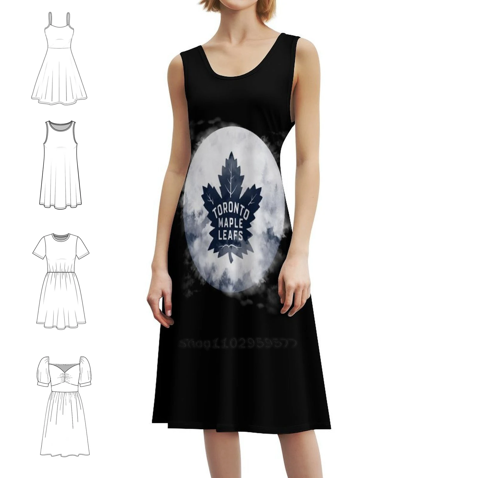 الهوكي - فستان بفتحة عنق على شكل قلب، فستان حفلات صيفي أنيق للنساء، أوراق الهوكي أوستون ماثيوز كندا، ملابس نسائية #1