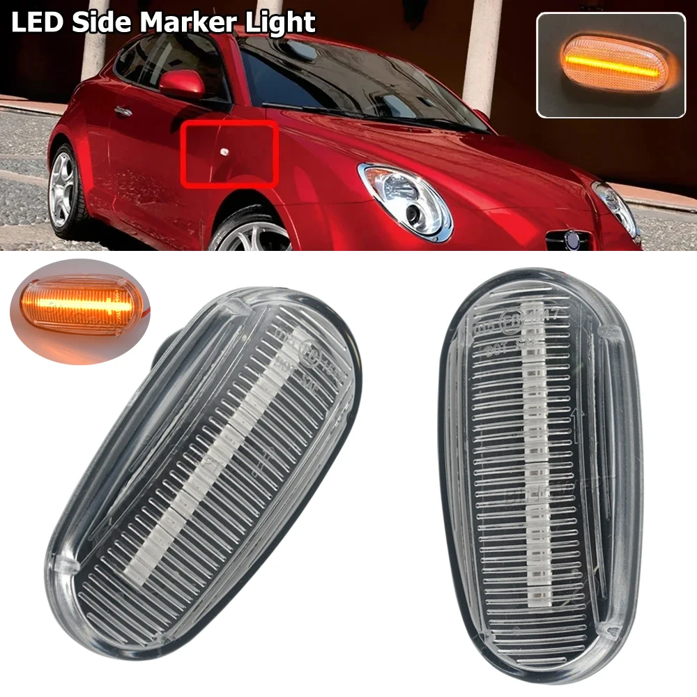 2Pcs Dynamic LED Side Marker Lights Sequential Turn Signal Flashing Blinker Lamp For Alfa Romeo Mito 955 147 GT 937 Fiat Bravo 2