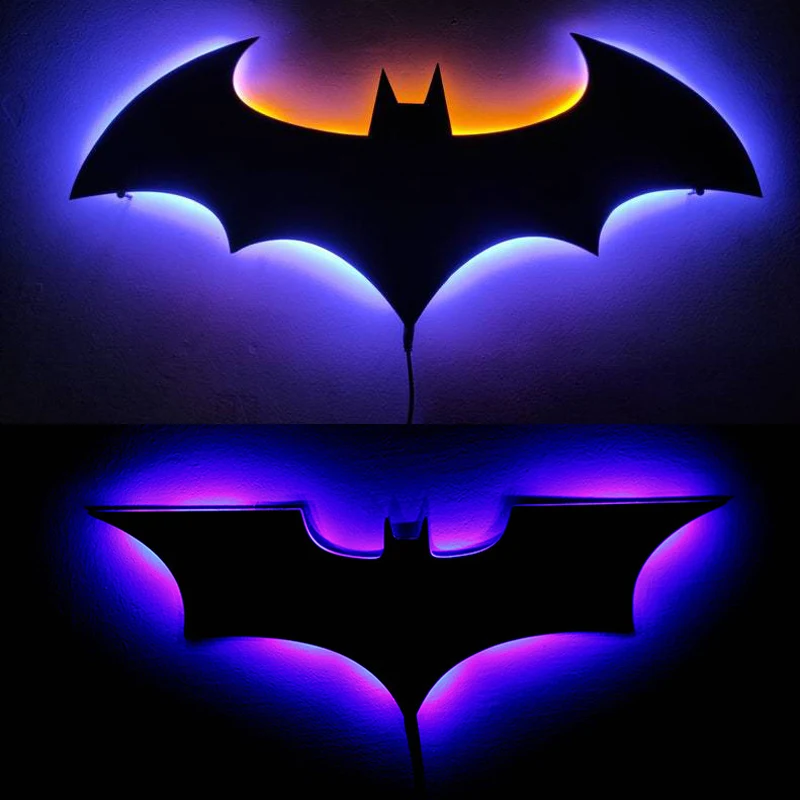 ZK50 ขายร้อน Creative BAT Luminous LED โคมไฟติดผนังบาร์ตกแต่งห้องนอน USB Night Light พื้นหลัง Ambience LIGHT