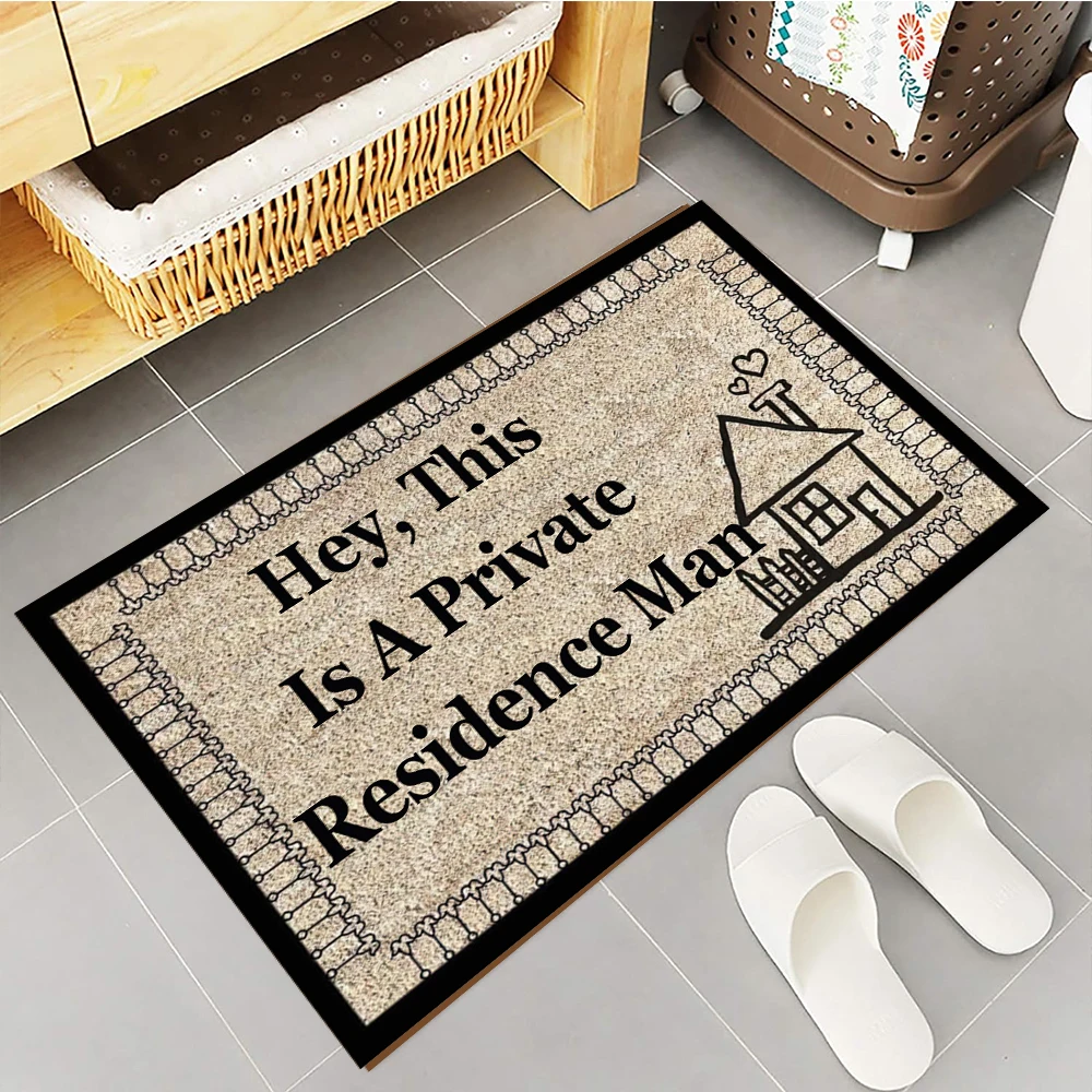 Hey,This is A Private Residence Doormat Rubber Bathroom Kitchen Mat Garden Garage Door Floor Mat Non-Slip Carpet Entrance Rug