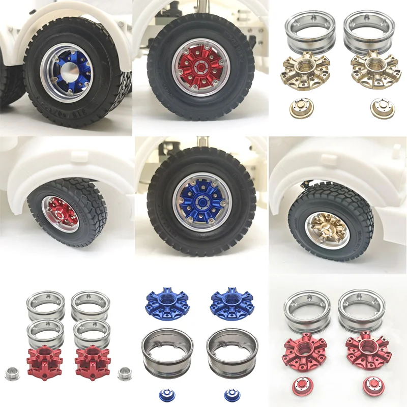 for 1-14-tamiya-rc-dump-truck-scania-770s r620-volvo arocs-man tgx-car-metal-front-rear-truck-banner-wheel-hub-rim