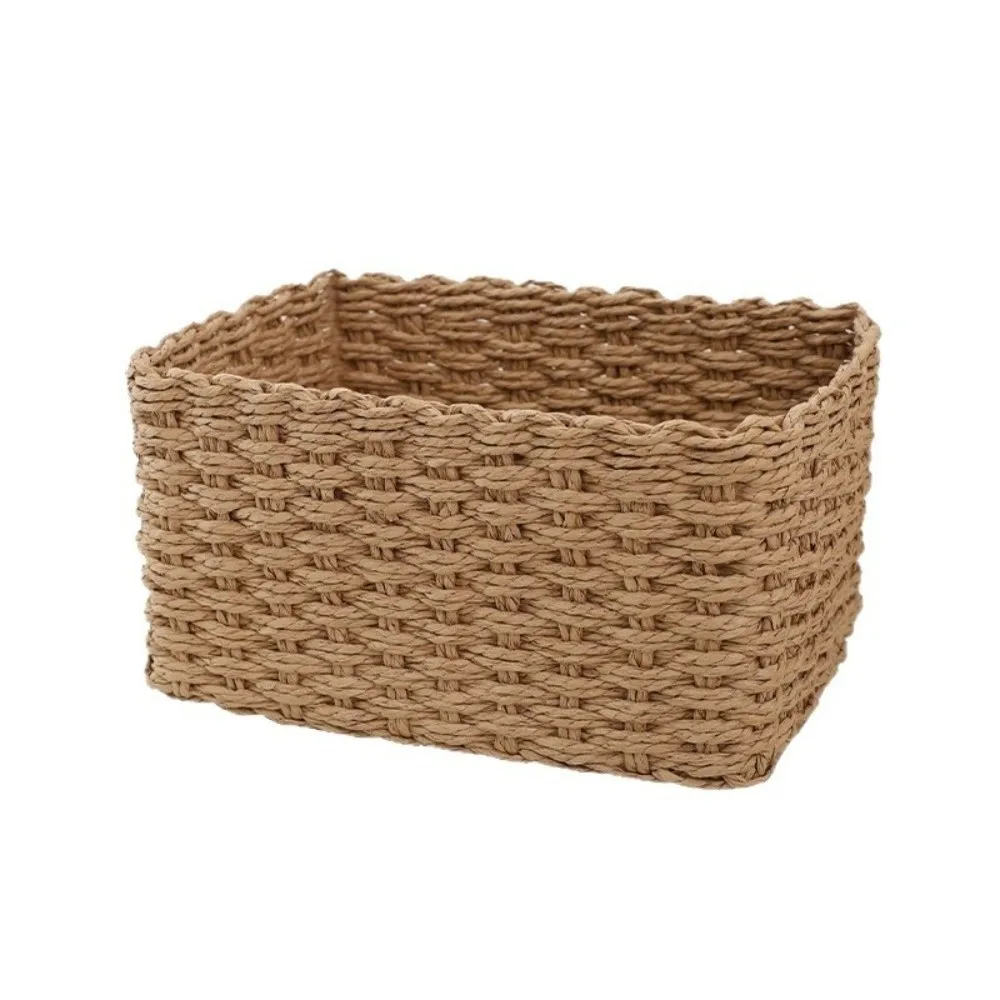 Langlebiger Handgewebter Aufbewahrungskorb Quadratische Vielseitige Aufbewahrungsbox Offenes Design Desktop-Organizer Haushaltsorganizer
