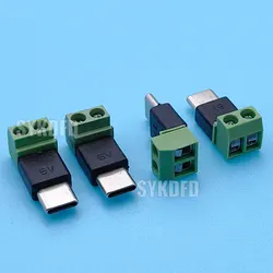 Type C Male to 2Pin 5V Solderless Green Terminal OTG power supplyAdapter USB Quick Connector For Mmobile Phone Computer