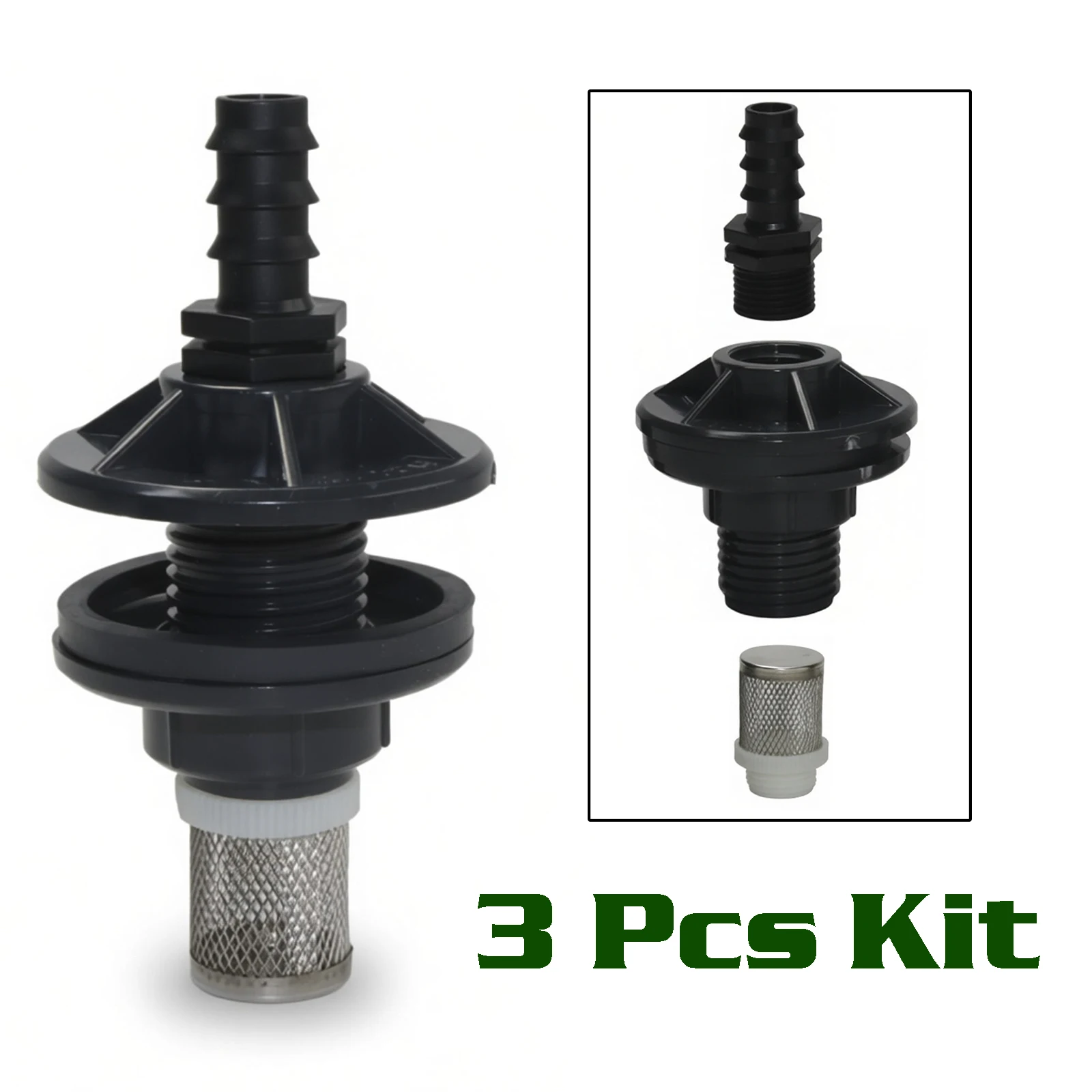 3Pc Kit PVC Spigot Rain Barrel Faucet Kit For Rain Barrels Aquariums Water Tanks Tubs Pools Garden Hose Fitting G1/2'' Flange