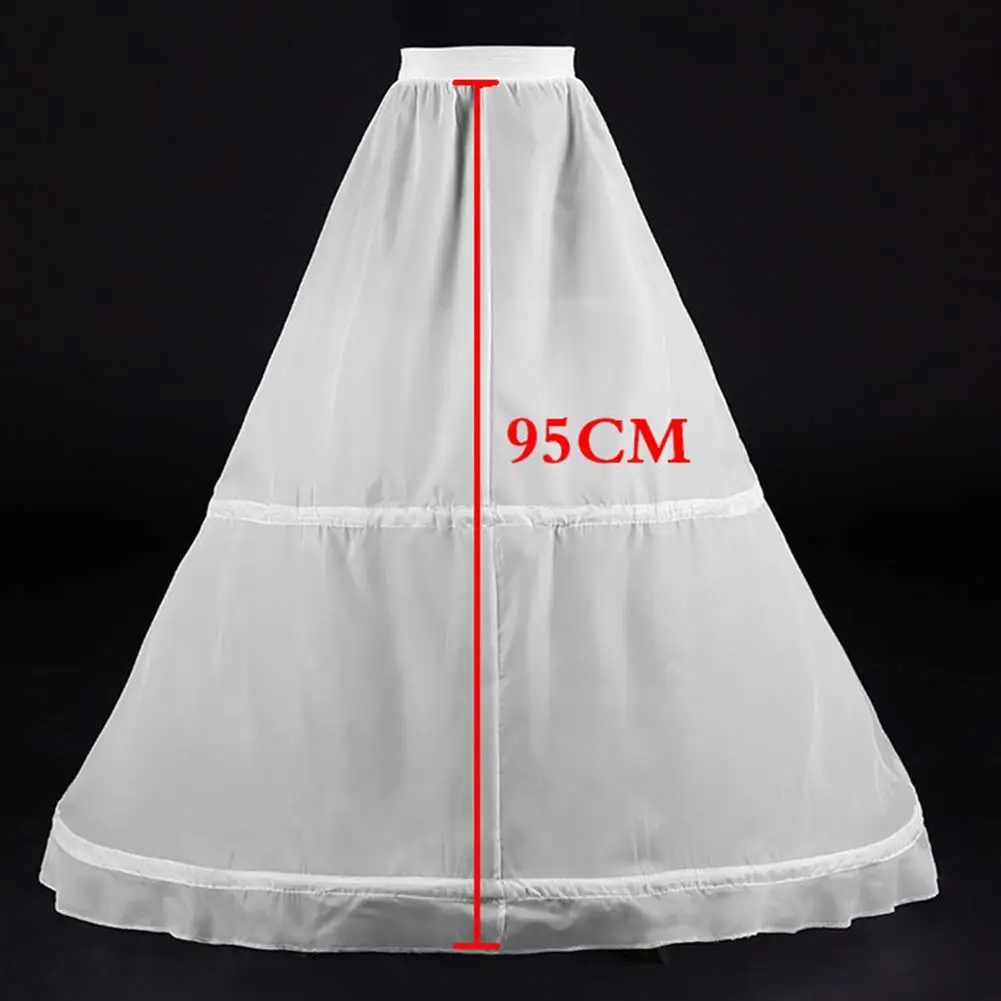 Women's 2 Hoops Bridal Crinoline White Petticoat Half Slip Underskirt Wedding Dress Bride Pannier Petticoat