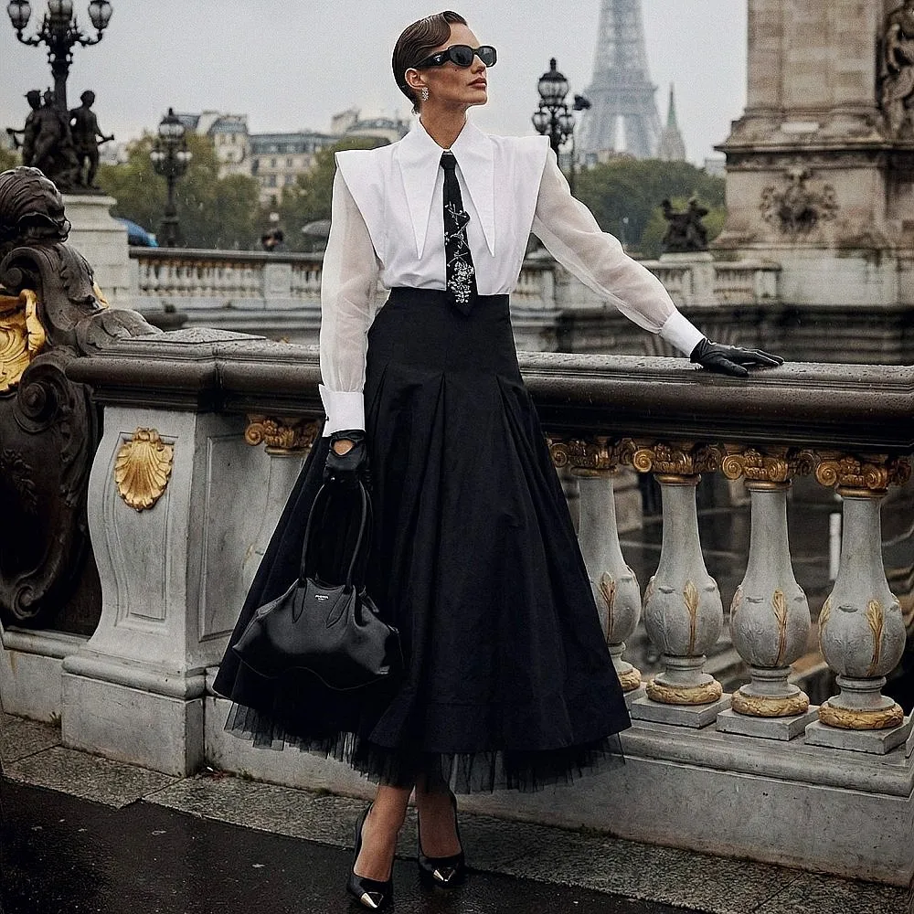 Gonna da donna nera da donna da ufficio Gonna a vita alta con cerniera alla caviglia Gonne da festa causali per donna Gonna maxi femminile