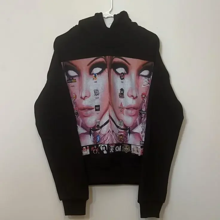 Droland Miller風 I luv hoodie y2k Oversized Grunge Hoodie: Y2K Gothic Streetwear for Women & Couples