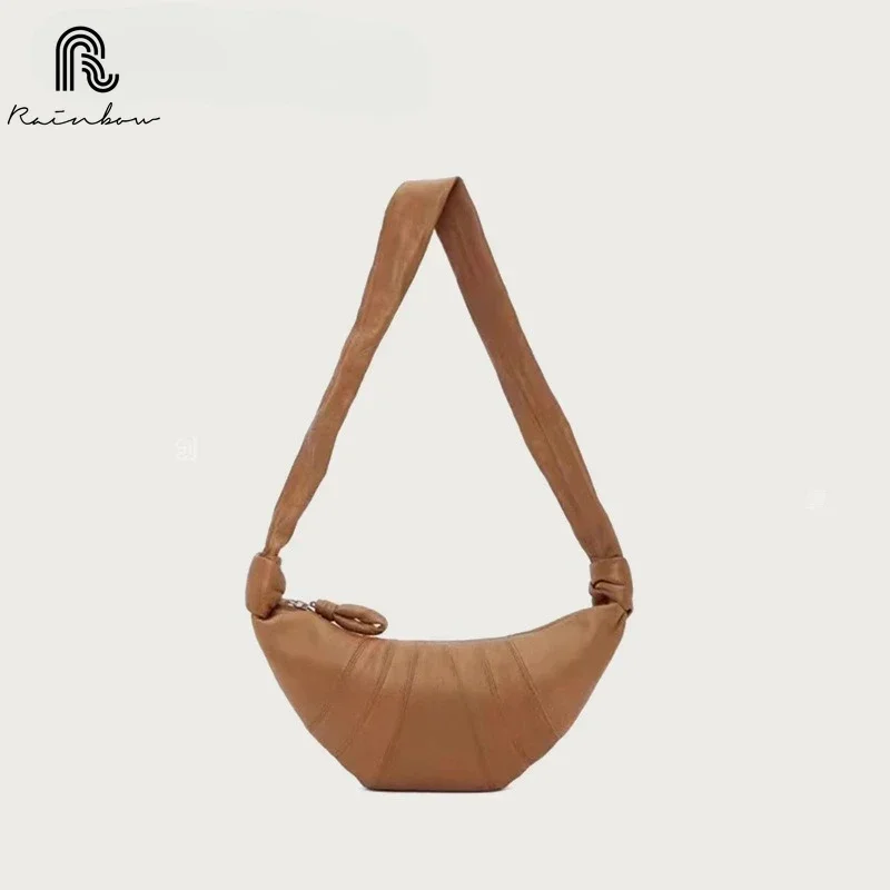 RAINBOW New Retro sheepskin Dumpling French Croissant Fashion Horn Bag chest bag Trendy Niche Net Handheld Women Large capacity