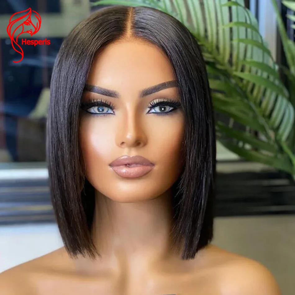 Hesperis Short Bob Human Hair Wig Pre Plucked Transparent Lace Front Wig Natural Color Middle Part Lace Front Bob Wigs For Women