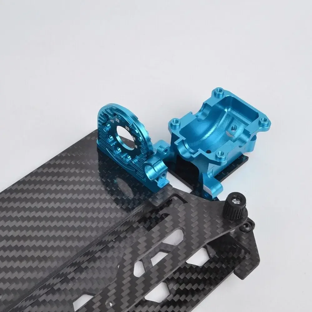 Custom Aluminum Lower Gearbox Case with Carbon Chassis Kit for Tamiya TT-02B MS TT02B TT-02BR Chassis