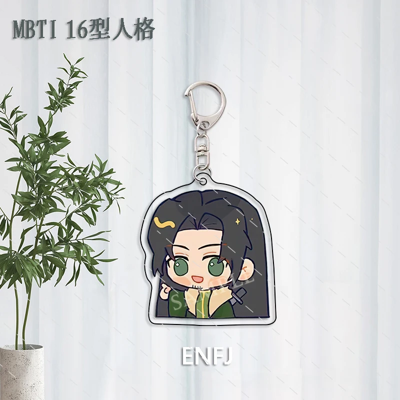 Cute MBTI 16 Type Personality Cartoon Figures Acrylic Keychain Purse Bag Charm Car Key Chain 16 mbti Jewelry Llaveros Chaveiro