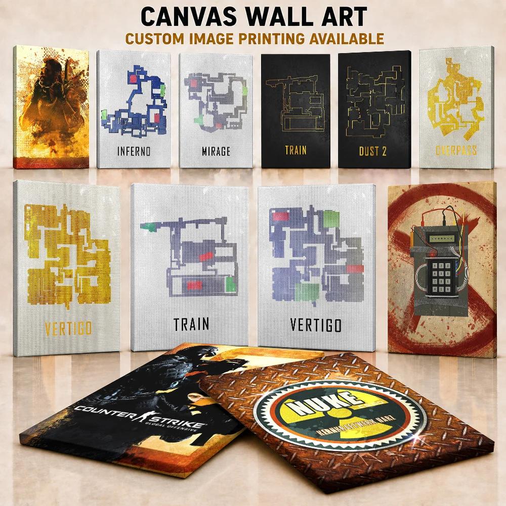 Counter-Strike Game Framed Canvas Posters Customized Photo Tactical Action Theme Wall Art For Man Cave Or Entertainment Room
