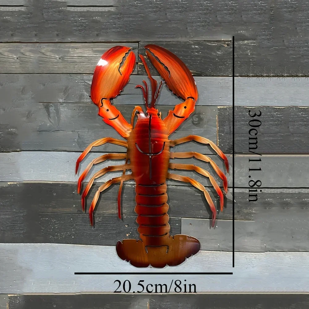 Rustic Lobster Metal Wall Sculpture - Nautical Theme Fishing Gift for Dad, Poolside & Outdoor Coastal Decor