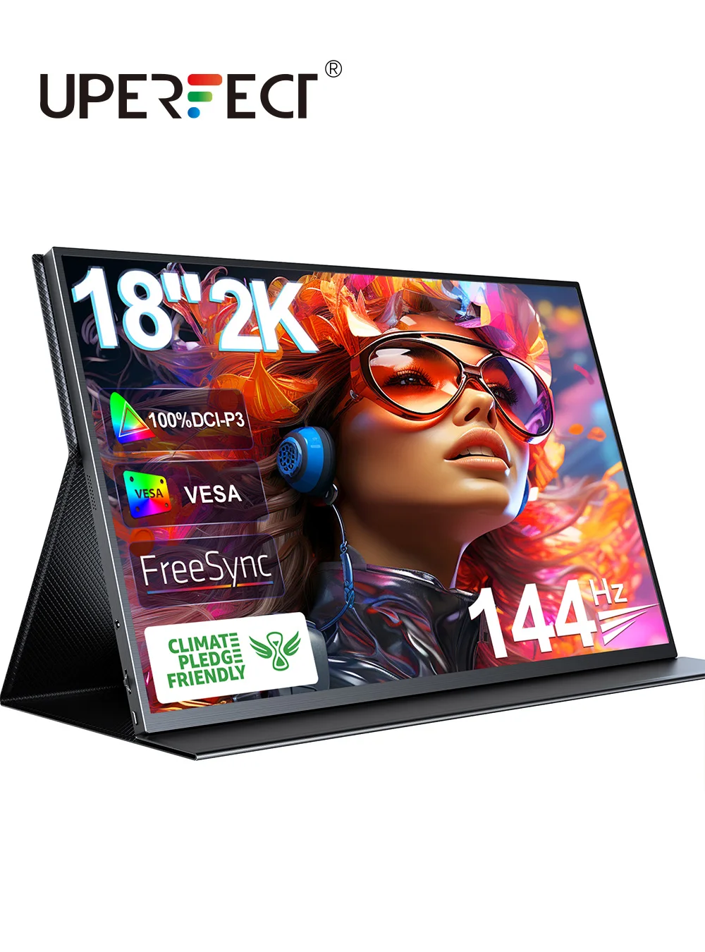 

Портативный игровой монитор UPERFECT 2K 144 Гц 18 дюймов 2560x1600 QHD 100% DCI-P3 IPS HDR HDMI ультратонкий безрамочный дисплей для ноутбука для ПК, телефона, PS4/5, Xbox Switch