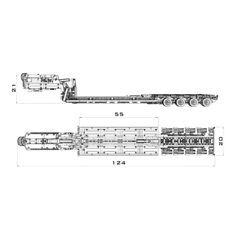 Классический пользовательский MOC- 171791   Модель с прицепом с низкой нагрузкой, 1777 шт., строительные блоки для мальчиков, игрушки на день рождения, Рождество, подарки