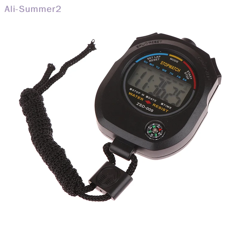 {Summer2}ساعة توقيت رقمية من الدرجة الاحترافية مع ميزة مؤقت LCD، كرونومتر رياضي محمول مقاوم للماء مع حزام