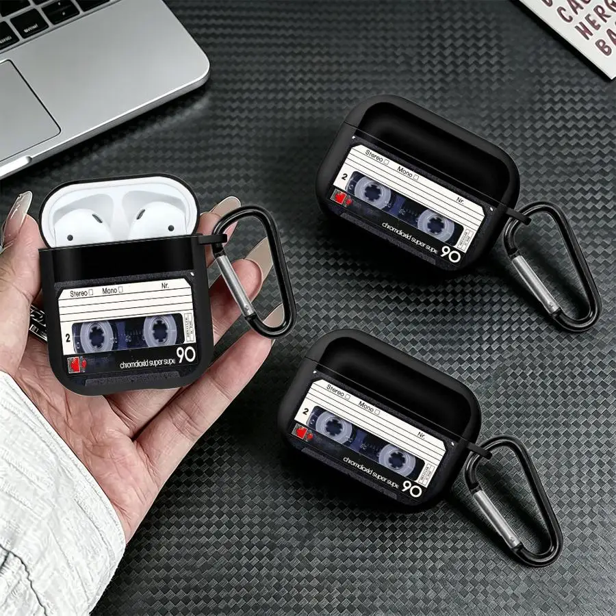 Texture Cassette Tape Earphone Cases Cover Case For Airpods 2 4 1 Pro3 Pro 3 Pro2