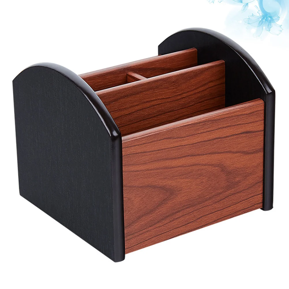 

Wooden Desktop Storage Box Multifunction Organizer Pen Container Sundries Table Storage Box Office Desk Wood Grain Organizer