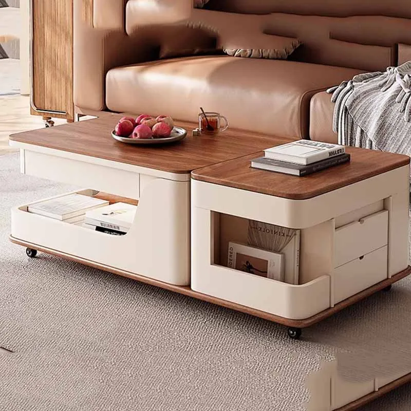 

Unique Storage Coffee Table Nordic Clear Rectangle Floor Modern Balcony Side Table Living Room Wood Mesa Auxiliar Home Furniture