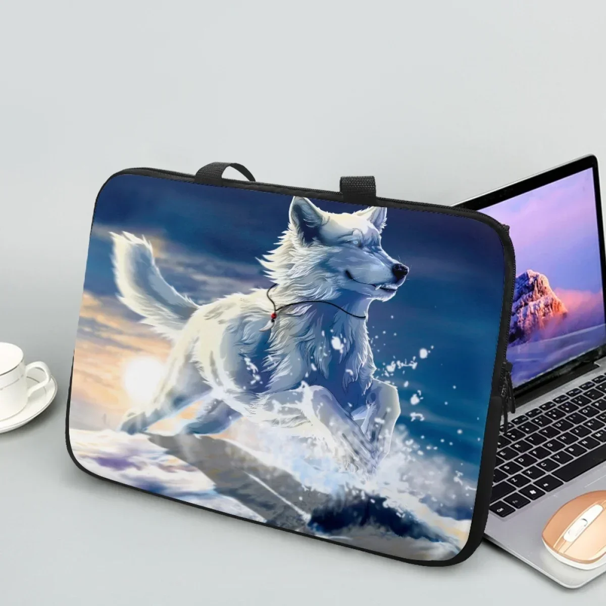 White Wolf Designer Casual Portable Tablet Bag 10 12 13 15 17Inch Zipper Laptop Bag Case High Quality PC Portable Pouch Handbags