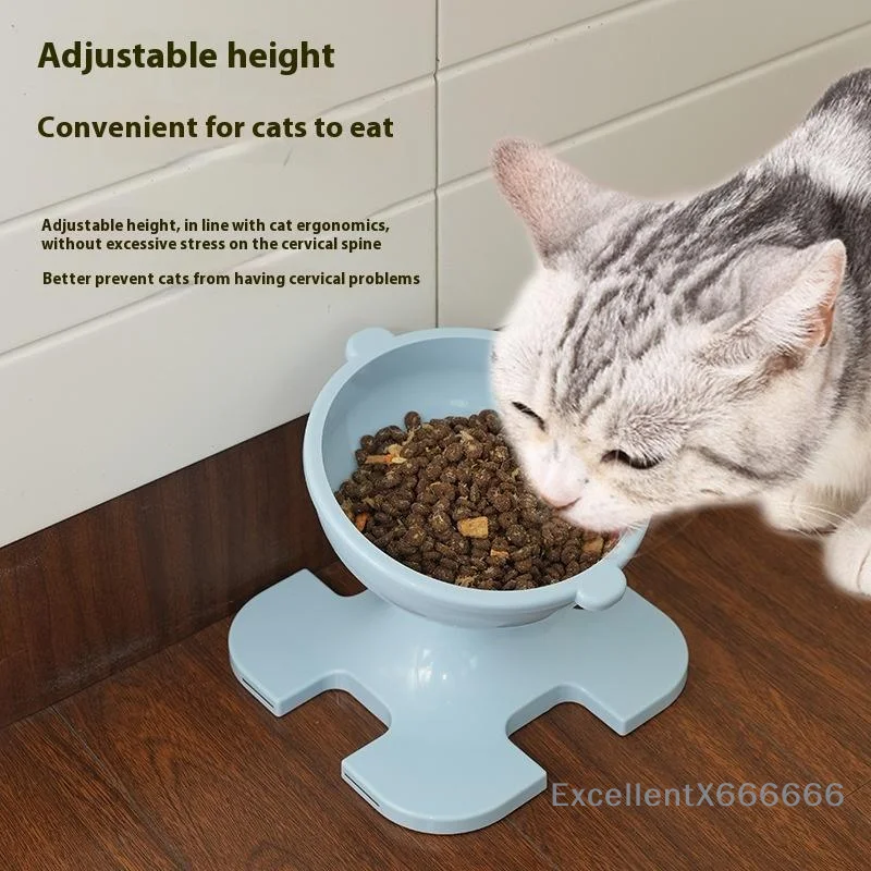 

Adjustable Height Cat Bowl Protection Tilted Angle Neck Protection For Cervical Spine Prevent Tipping Over Dog Bowl Pet Supplies