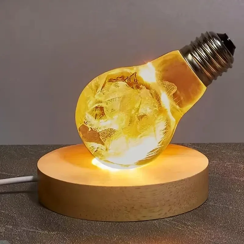 LED Night Light Base Lamp, Wooden USB Rechargeable Touch Remote Control Crystal Ball Holder for Bedroom Living Room Decor