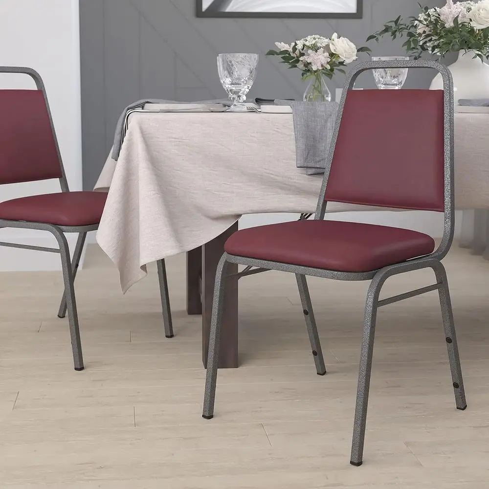 Series Trapezoidal Back Stacking Banquet Chair in Bury Vinyl - Silver Vein