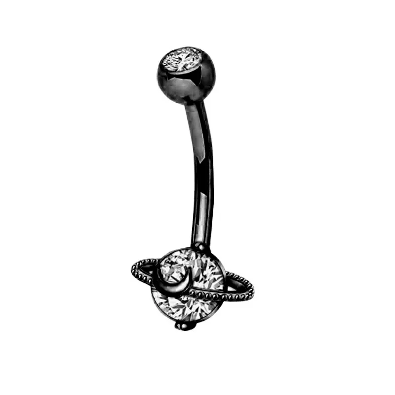 Zwart Cz Navelpiercing Vrouwen Mode Glitter Buik Ring Sieraden Hart Maan Navel Piercing Barbell Crystal Pircing Ombligo