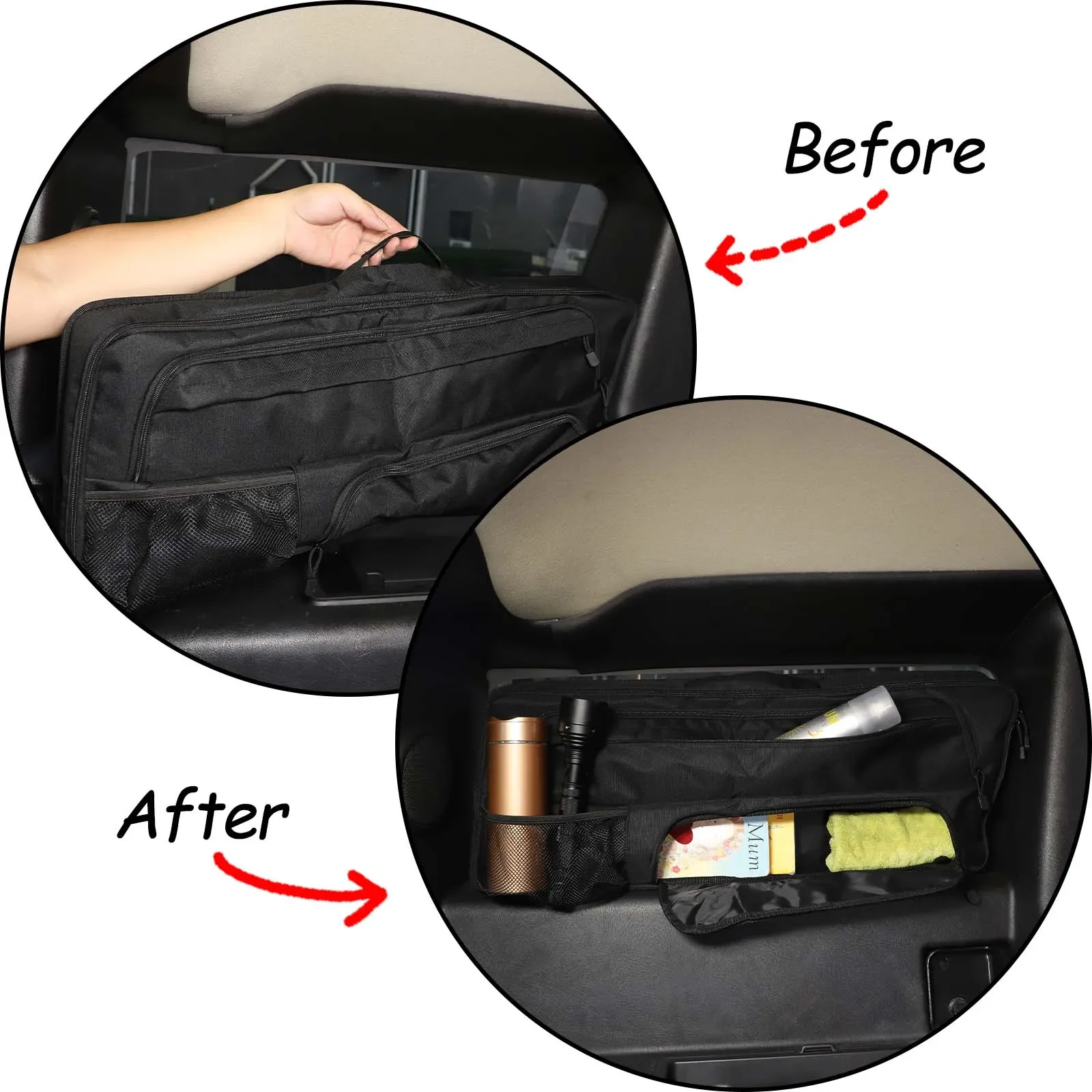 For Hummer H2 2003-2009 Car Trunk Side Window Bag Oxford Cloth Suction-mounted Storage Bag on The Left Interior Accessories