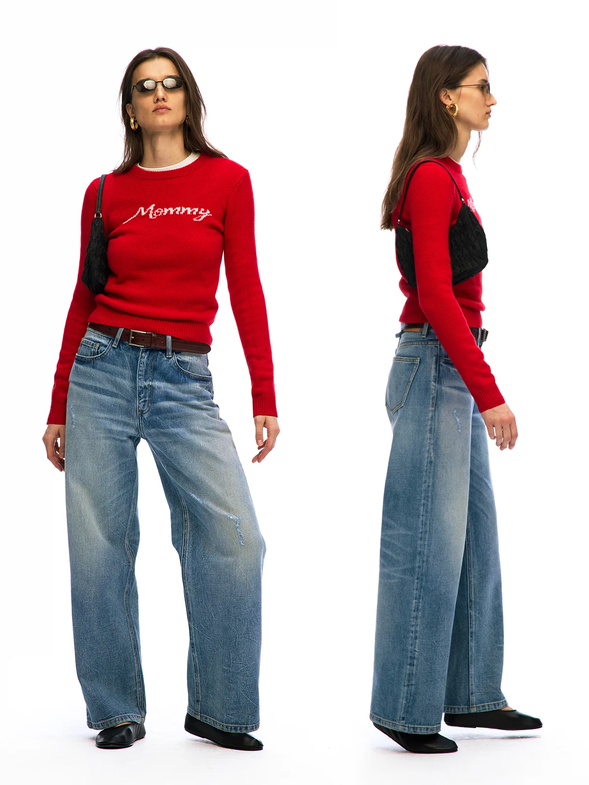 

Alright Then Women's Knitted Wool Sweater Retro Engli Letter Embroidery round Ne Overhead Long Sve Warm Winter Faion