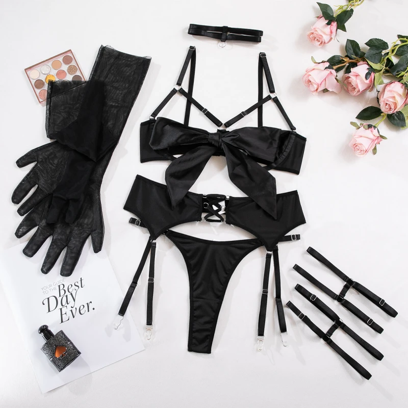 

Bikini Binding Strap Long Gloves Chest Binding Strap Sexy Lingerie Six-piece Swimsuit
