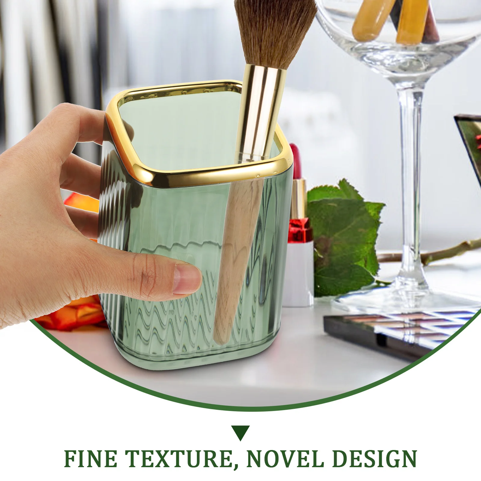 

Premium Desktop Pen Holder Makeup Brush Organizer Storage Container for Cosmetics and Writing Tools Decorative Cup for Office