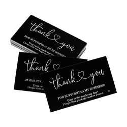 50pcs Pink Black Thank You For Supporting My Business Small Shop Gift Decor Greeting Card Appreciation Labels Packaging Supplies