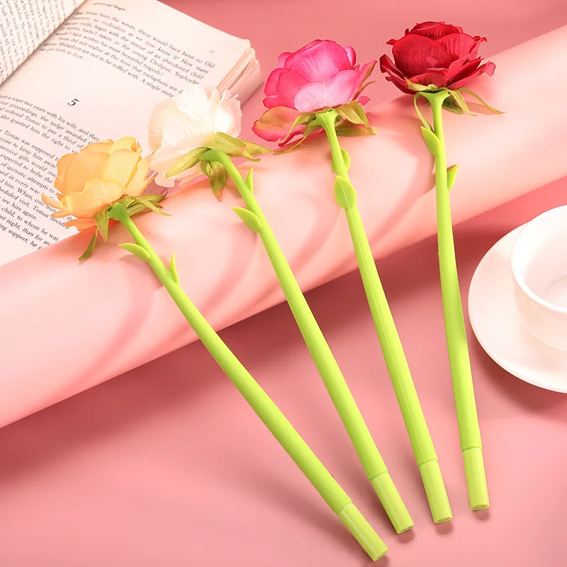 

1 Piece Cute Kawaii Rose Flower Gel Pen Office School Supplies Stationery Creative Sweet Pretty Lovely Soft Pen Ballpoint