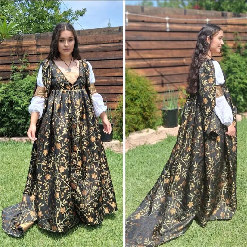 Renaissance Tudor Elisabethanisches Königinnen-Kostüm Lucrezia Borgia Kleid Königshof-Theater Reenactment Ballkleid