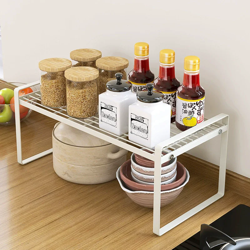 Kitchen Shelf Organiser Metal Iron Bowl Plate Holder Spice Rack Organizer Home Kitchen Countertoper Storage Rack