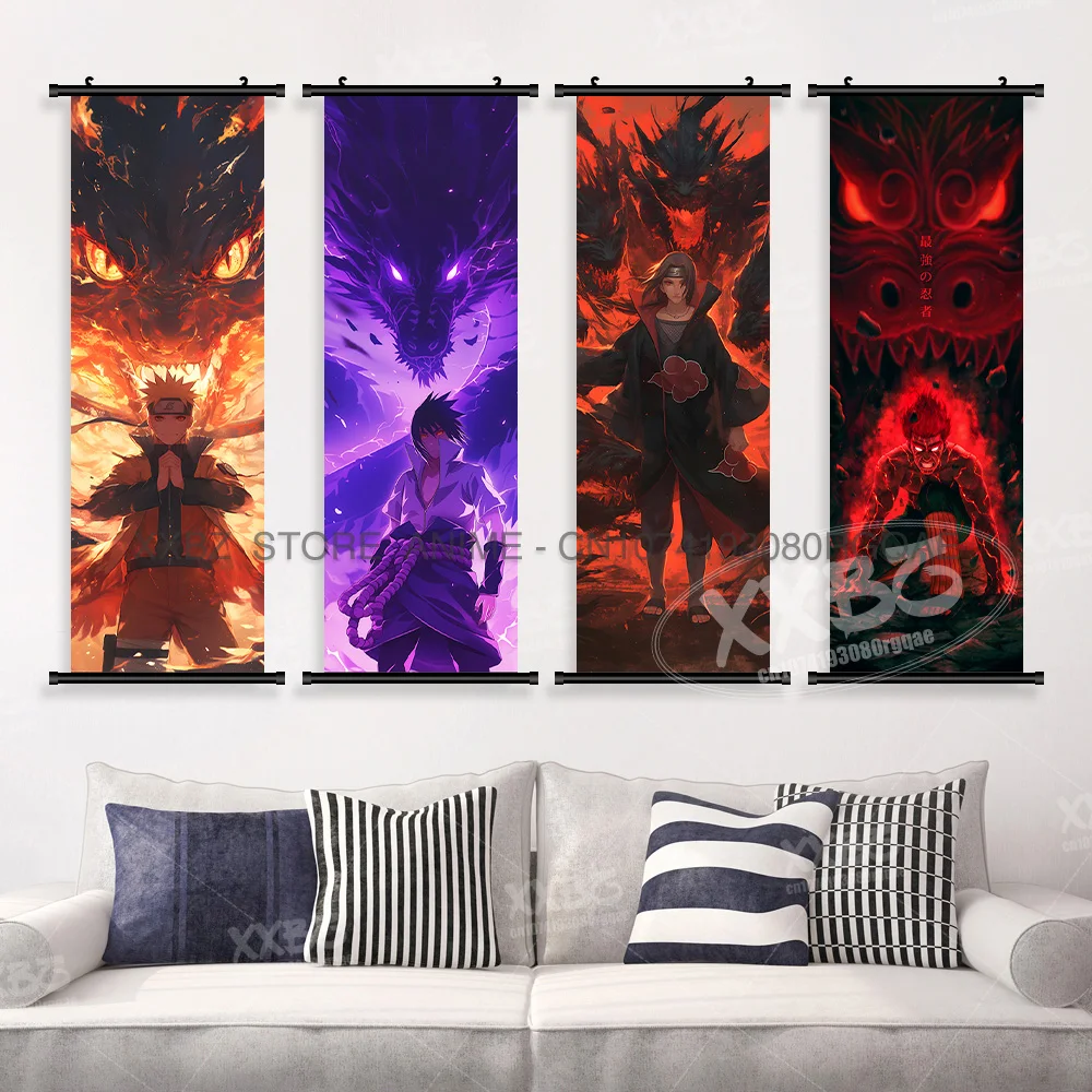 Japanische Anime-Heimdekoration, Wandkunst, Gemälde zum Aufhängen, Uzumaki Naruto Scrolls Bild, klassische Hot Blooded Leinwanddruck-Poster – Detail 3