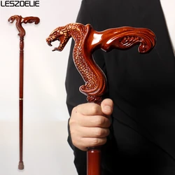 95cm Cobra Snake-Head Handle German Beech Wooden Walking Stick Men Fashionable Canes Women Elegant Brownish Red Walking Stick