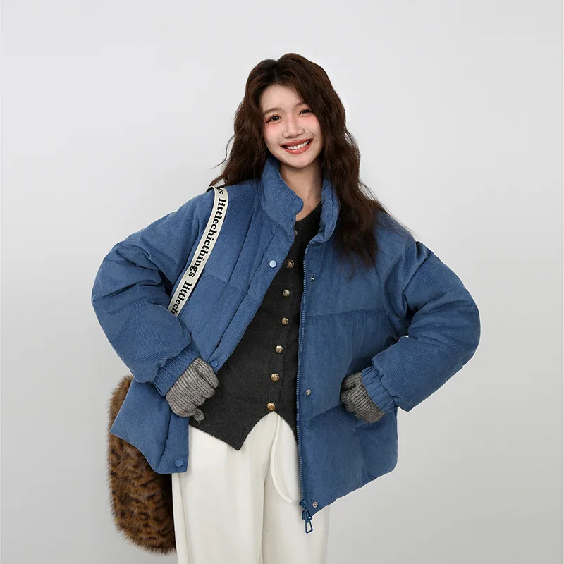 

Korean Style Girl's Student Cotton-Padded Jacket Women's Bread Cotton College Style Thicken Warm Winter Cotton Puffer Jacket Top