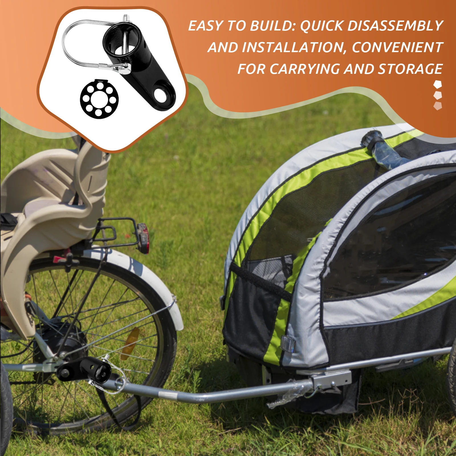 

1 Set Bike Trailer Hitch Metal Traction Head Sturdy Connection Stable Coupler Adapter For Mountain Bicycle Rear Rack Accessories