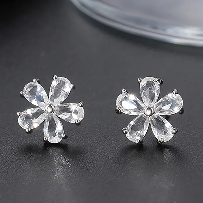 Gorgeous Flower Women Stud Earrings for Women Zirconia Wedding Party Studs Earring Friends Jewelry Brincos Boucle Oreille Femme