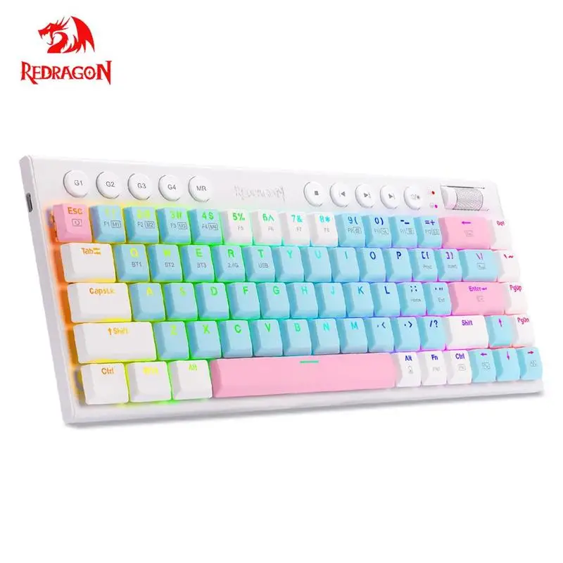 redragon mini slim teclado mecanico sem fio para jogos suporte bluetooth 50 24g 68 key rgb pro usb fit para computador laptop pc k609 01