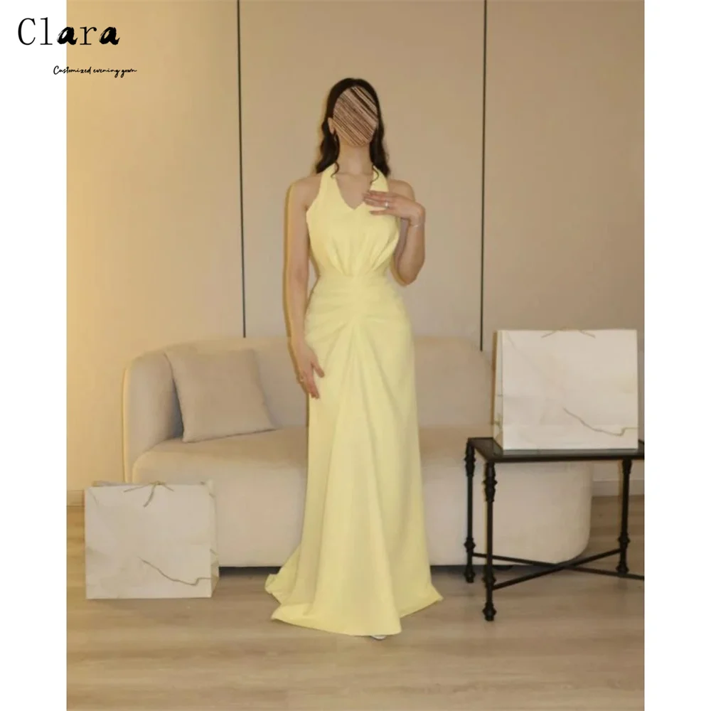 

Clara Custom Yellow Fishtail Off-shoulder V-neck Women's Evening Dress Luxury 2026 Evening Dresses Ladies Wedding Guest Party