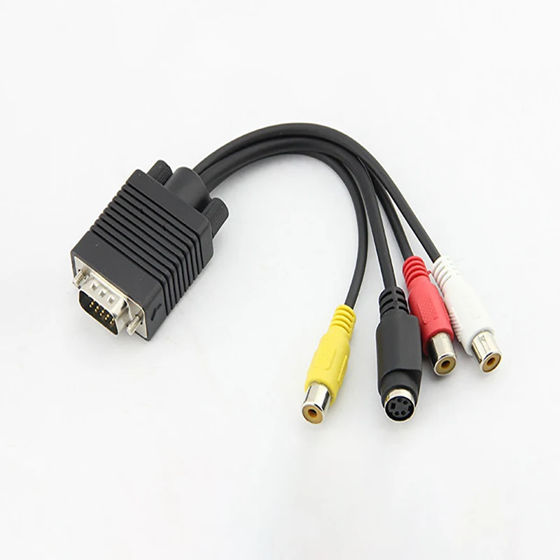 VGA SVGA to S Video 3 RCA Converter AV TV Out Cable Adapter RCA Female Connector Video Cable for Laptop PC HDTV Monitor